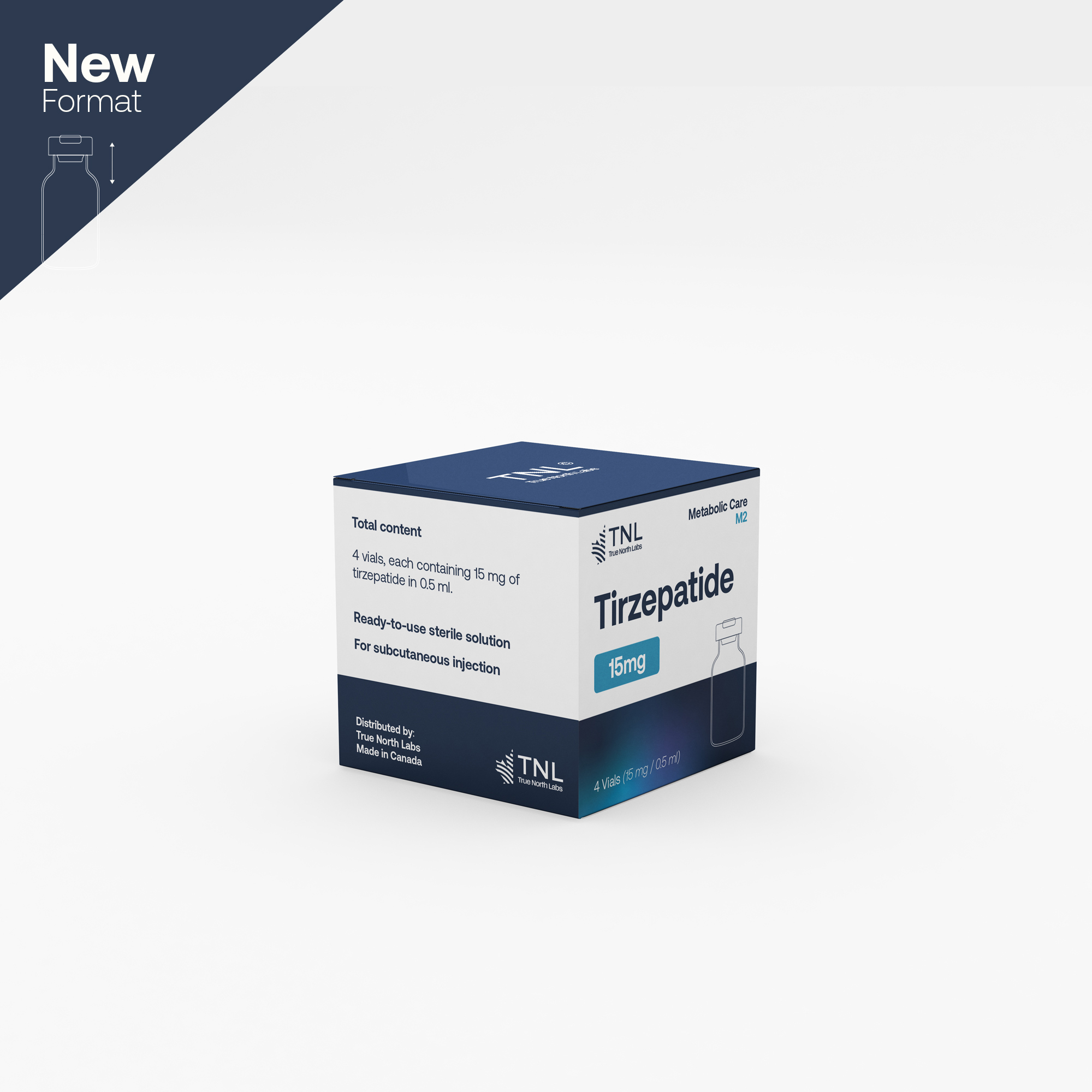 Presentación original de Tirzepatide 15 mg, 4 viales