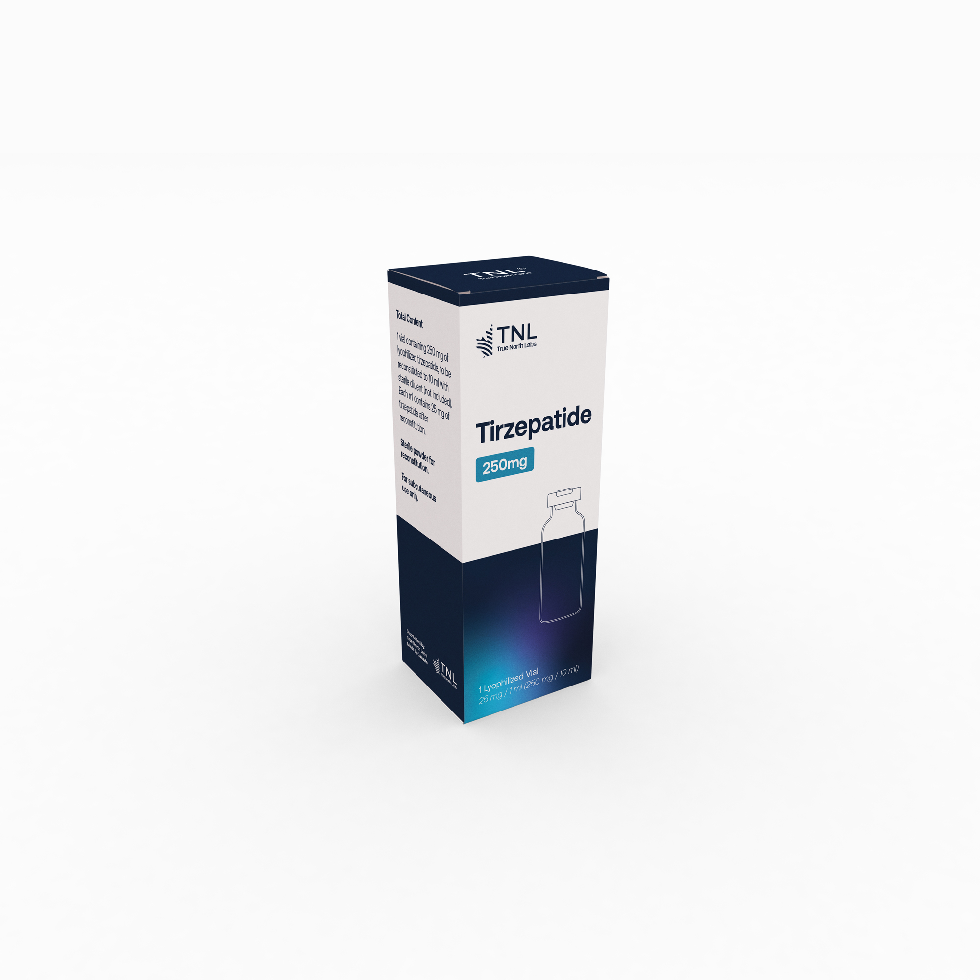 Presentación original de Tirzepatide 250 mg, vial liofilizado